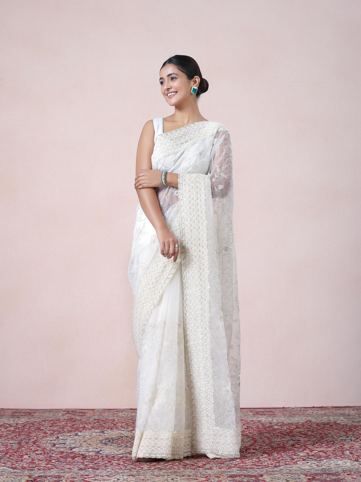 Vision in Cream Organza Saree
