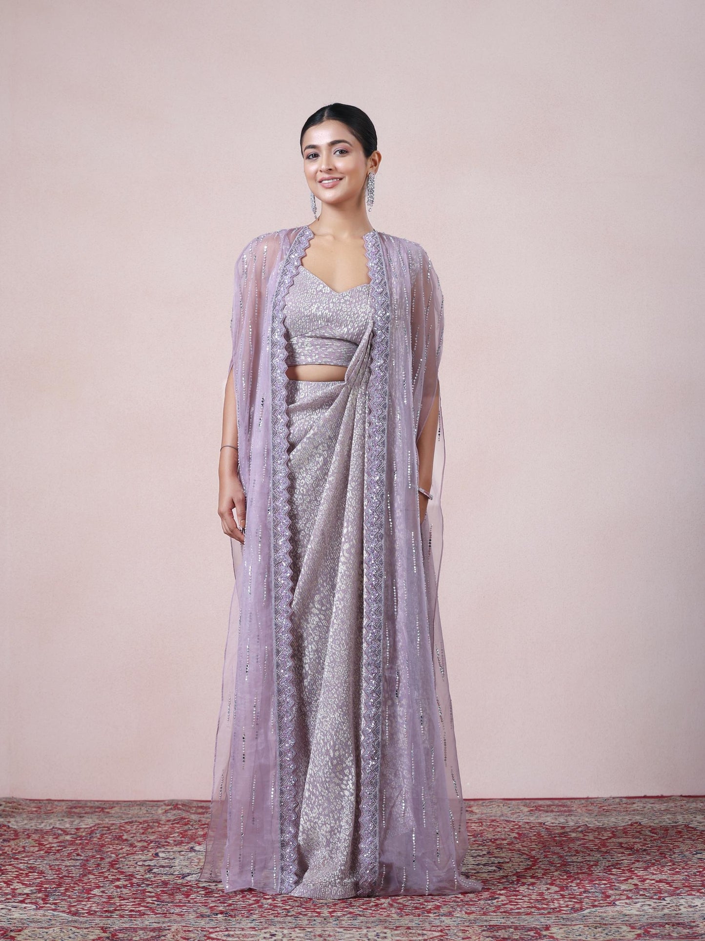 Majestic Purple Net Saree