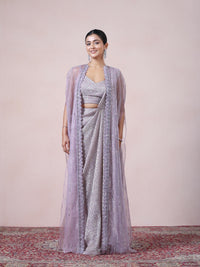 Majestic Purple Net Saree