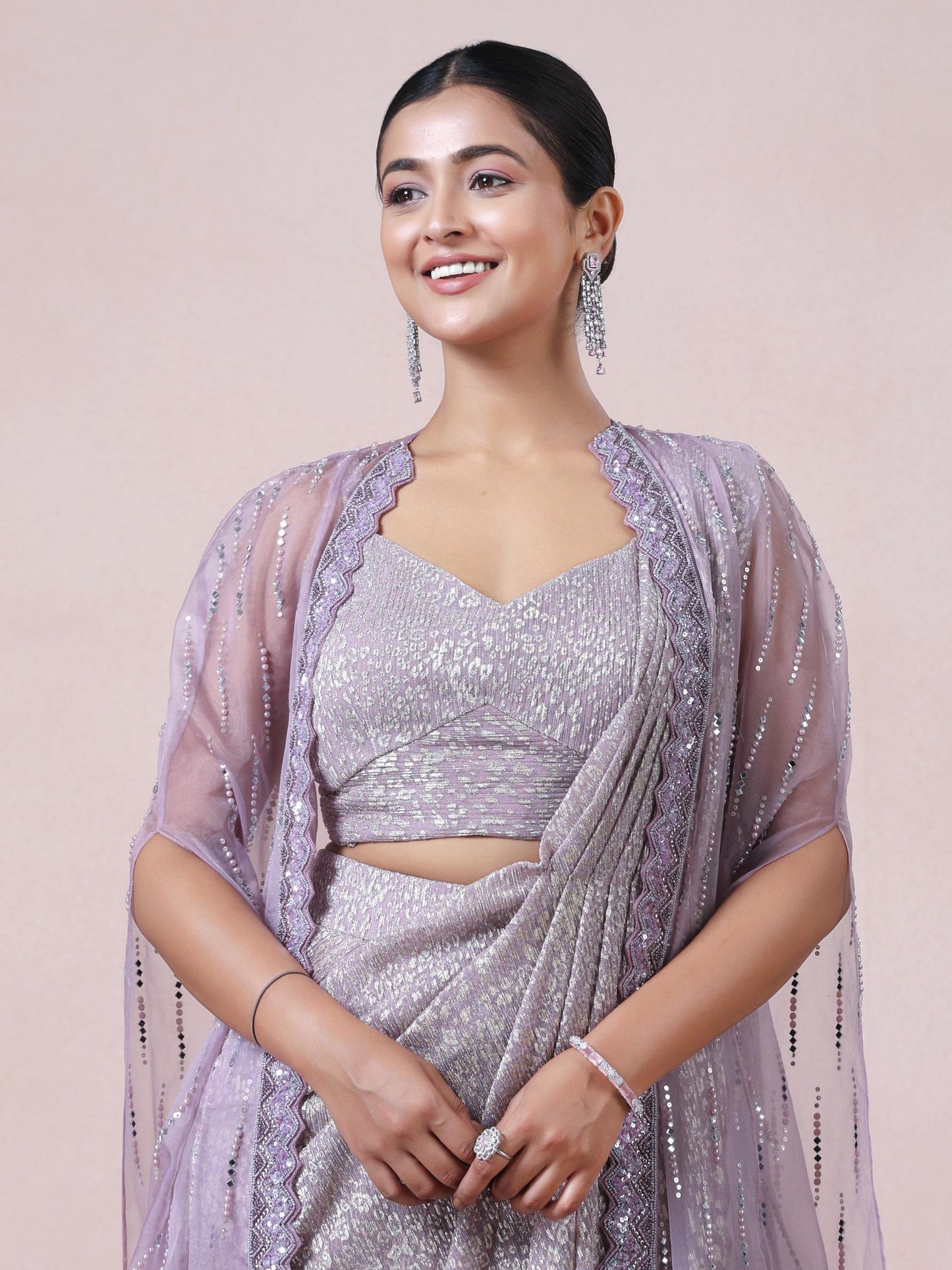 Majestic Purple Net Saree