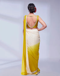 Radiant Mustard & Cream Georgette Saree