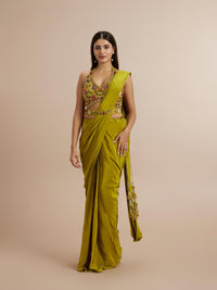 Elegant Green Satin Saree