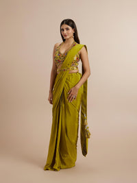 Elegant Green Satin Saree