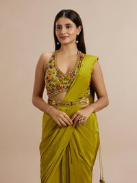 Elegant Green Satin Saree