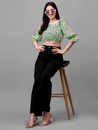 crop tops for Women western wear green