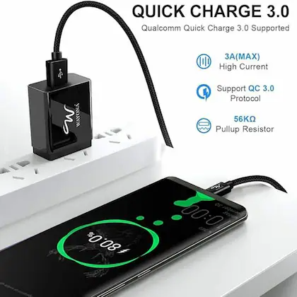65W/3A Fast Charging USB Type C Cable for Smartphones, Tablets & other Type C