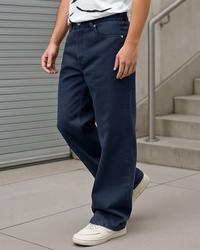 Men's Blue Super Baggy Fit Mid-Rise Jeans