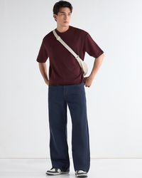Men's Blue Super Baggy Fit Mid-Rise Jeans